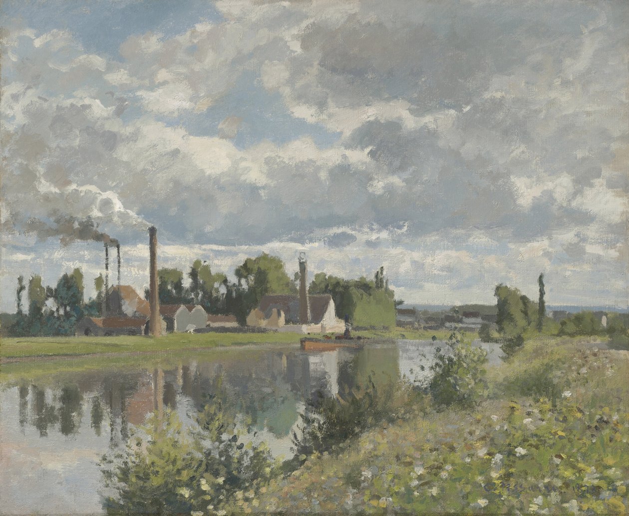Floden Oise nær Pontoise, 1873 af Camille Jacob Pissarro