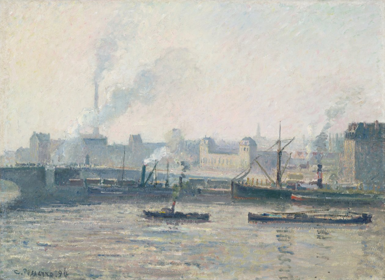Saint-Sever-broen, Rouen: Mist, 1896 af Camille Jacob Pissarro