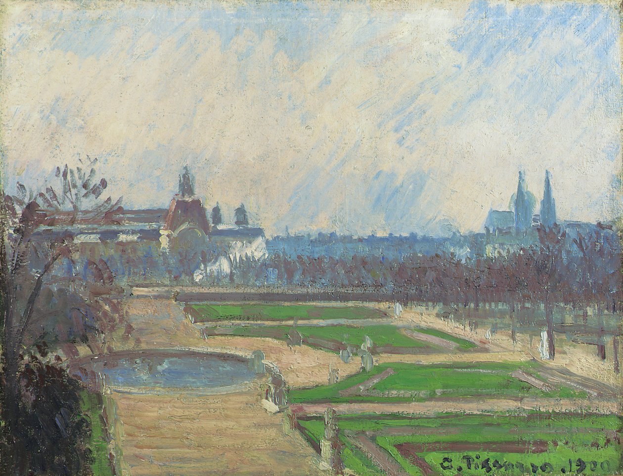 Tuilerierne og Louvre, 1900 af Camille Jacob Pissarro