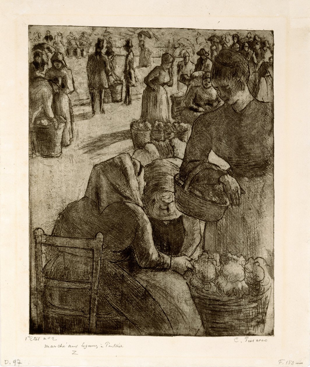 Grøntsagsmarkedet i Pontoise, 1891 af Camille Jacob Pissarro