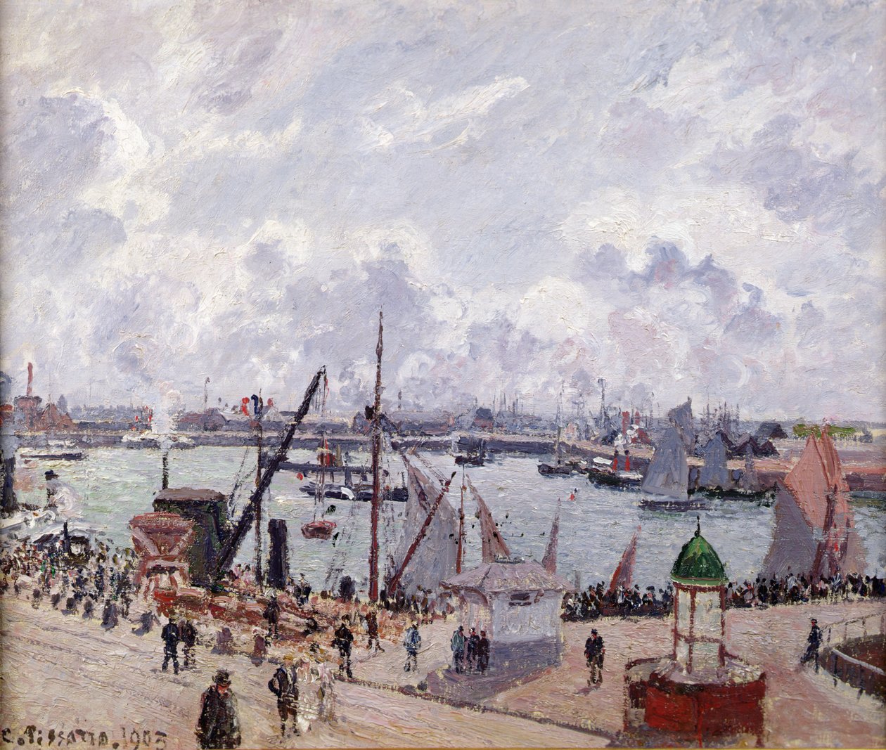 Den ydre havn i Le Havre, Quai de Southampton, Honfleur-båden forlader havnen, 1903 af Camille Jacob Pissarro