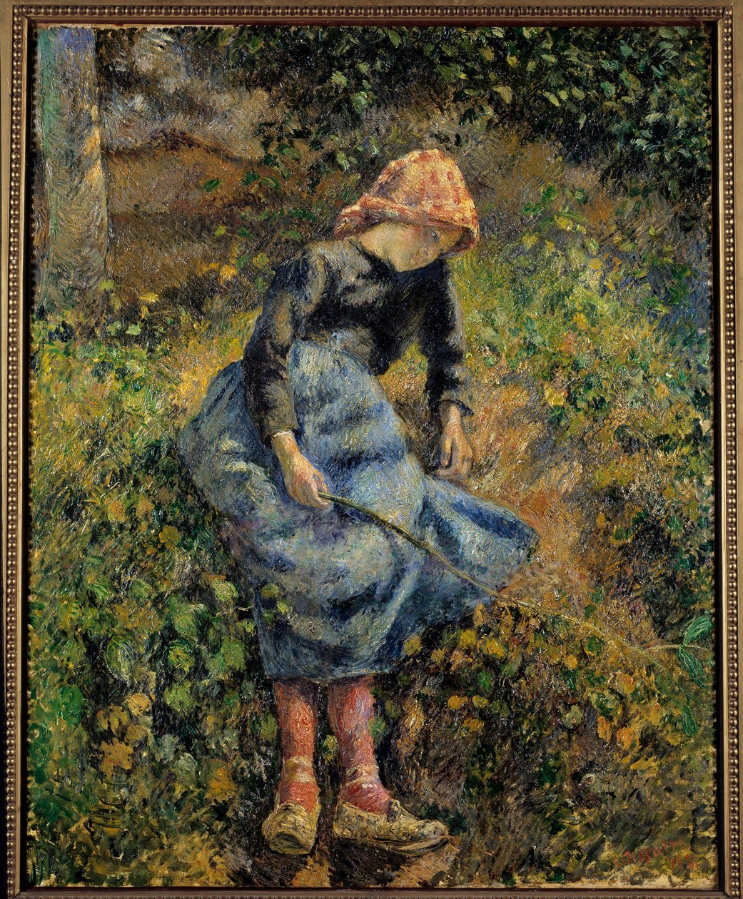 Hyrden siger, at pigen har en tryllestav. Maleri af Camille Pissarro (1830-1903) af Camille Jacob Pissarro