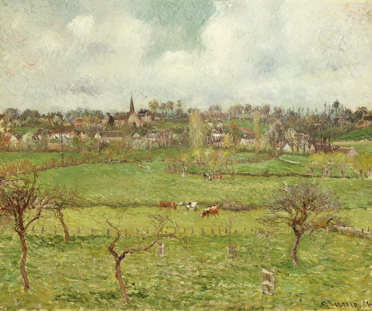 Udsigt over Bazincourt; Udsigt over Bazincourt, 1884 af Camille Jacob Pissarro