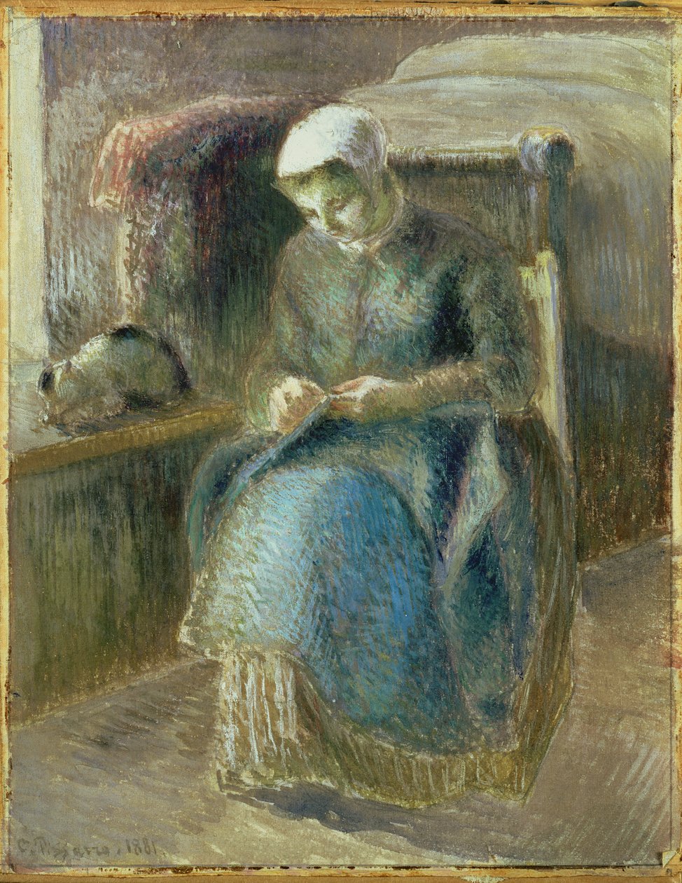 Kvindesyning, 1881 af Camille Jacob Pissarro