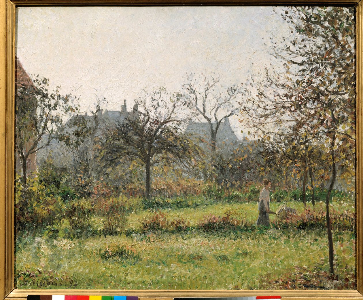 Kvinde i en frugthave, efterårsmatiné, Eragnys have Maleri af Camille Pissarro (1830-1903) 1897 Søn. 0,54x0,65 m Paris, musee d
