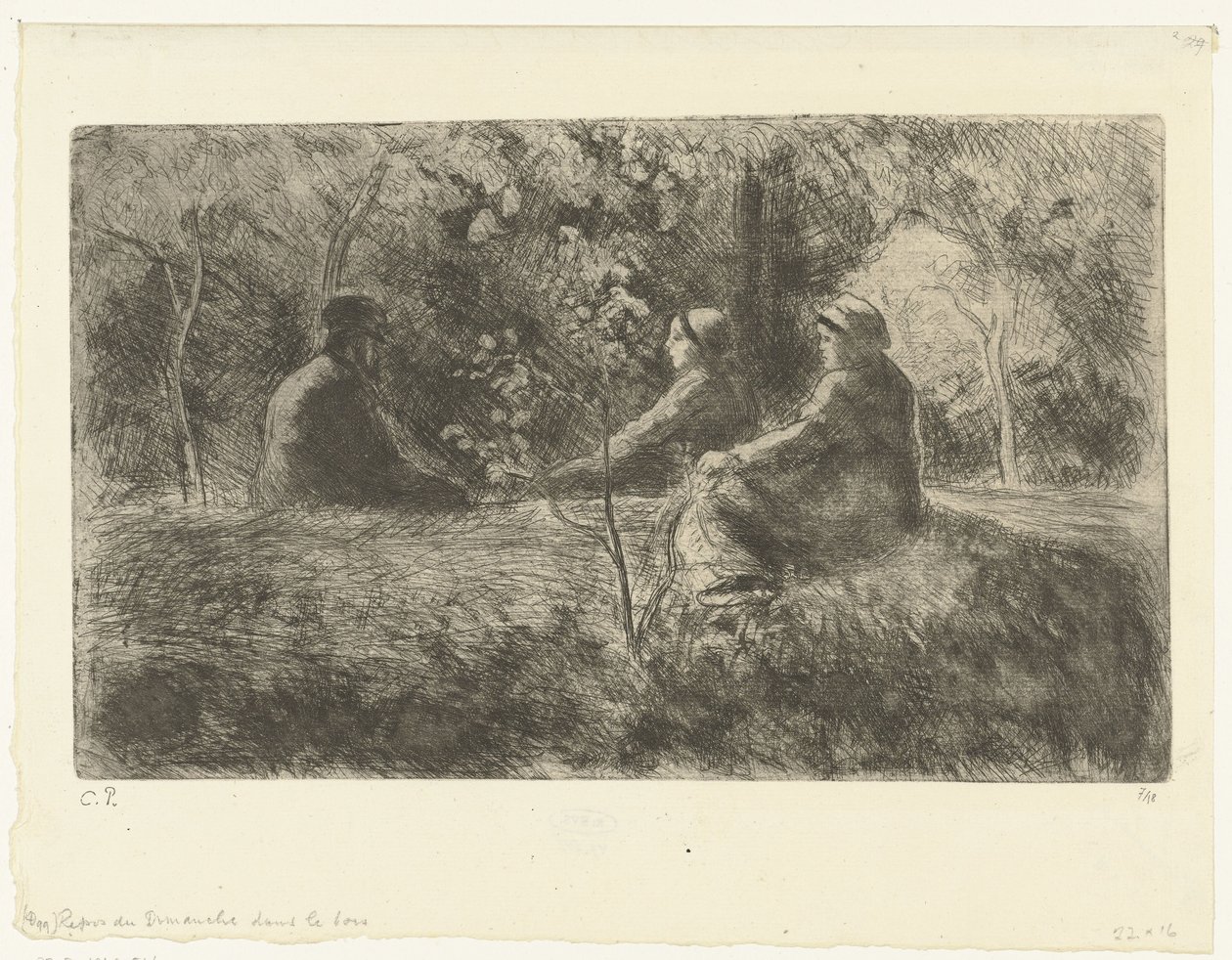 Zondagse rust in het bos Søndagshvile i skoven af Camille Jacob Pissarro
