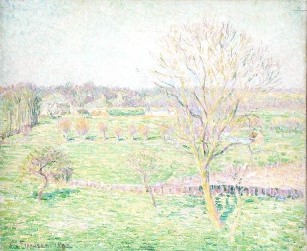 En mark med et valnøddetræ om foråret af Camille Jacob Pissarro