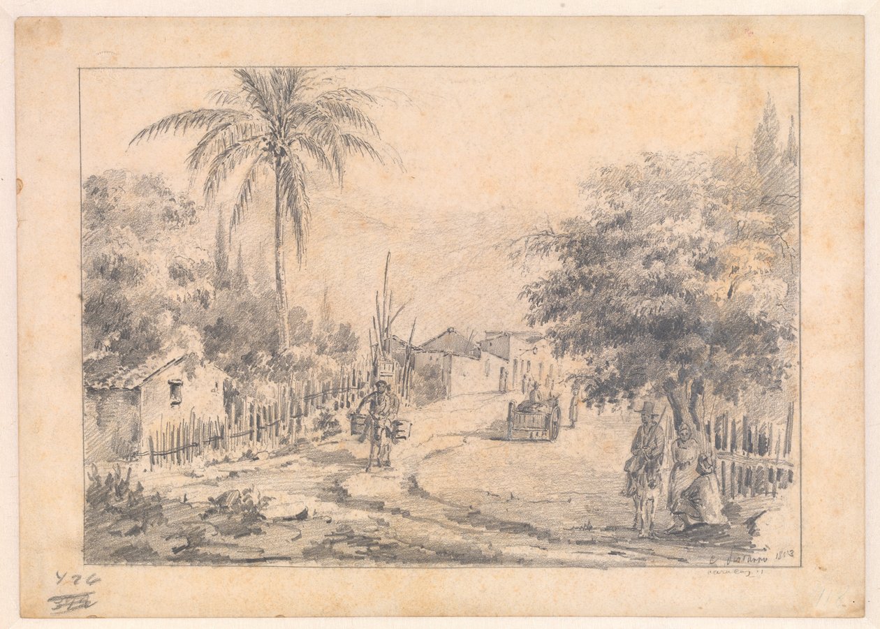 A Village Street, Caracas, Venezuela af Camille Pissarro