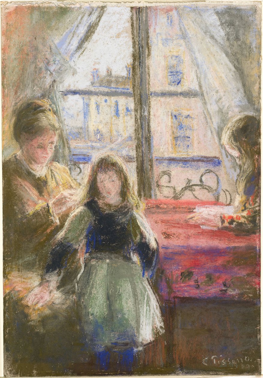 Ved vinduet, Rue des Trois Frères af Camille Pissarro