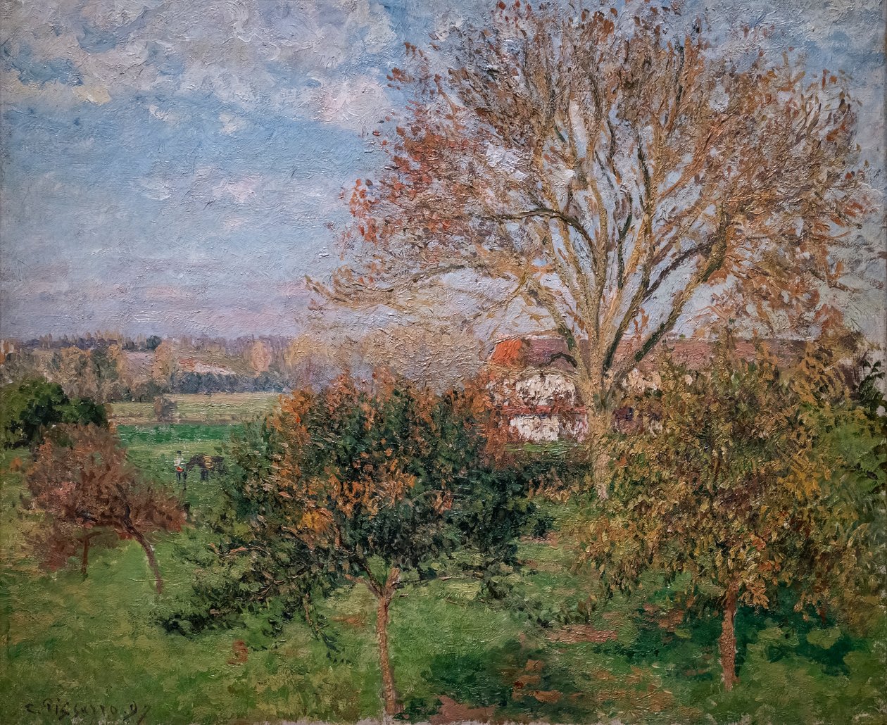 Efterår, morgen i Eragny af Camille Pissarro