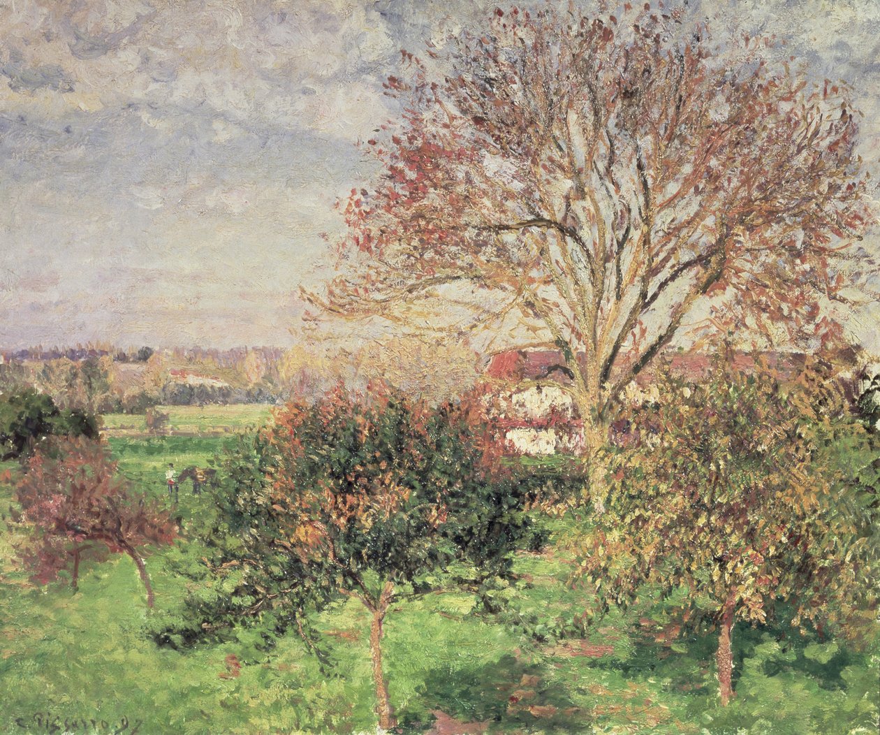 Efterårsmorgen i Eragny af Camille Jacob Pissarro