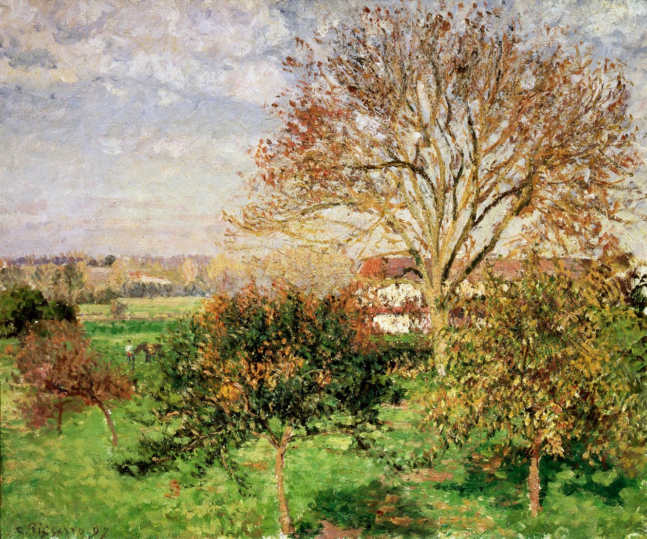 Efterårsmorgen i Èragny, 1897 af Camille Jacob Pissarro