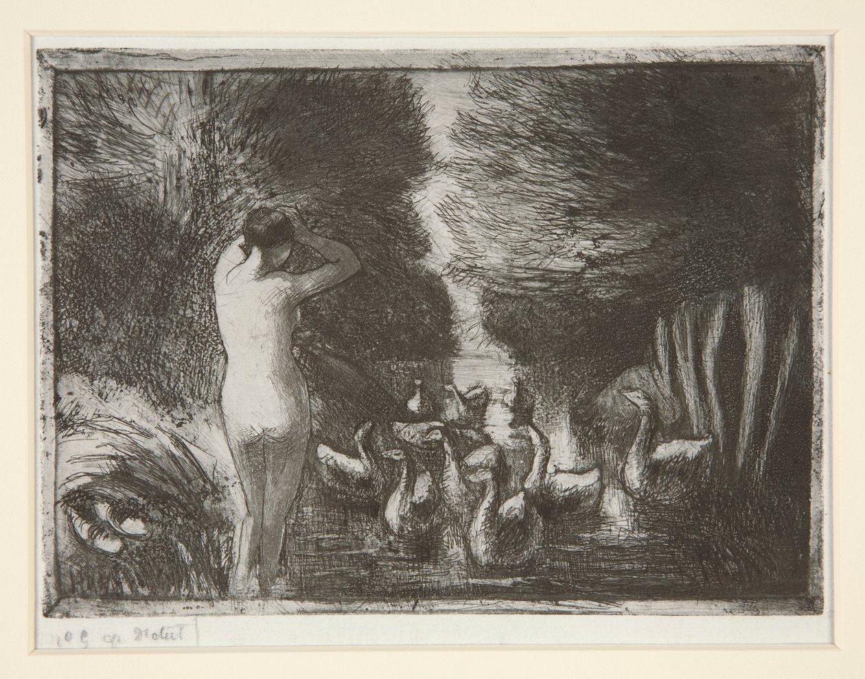 Bader med gæs (Bader med gæs) af Camille Pissarro