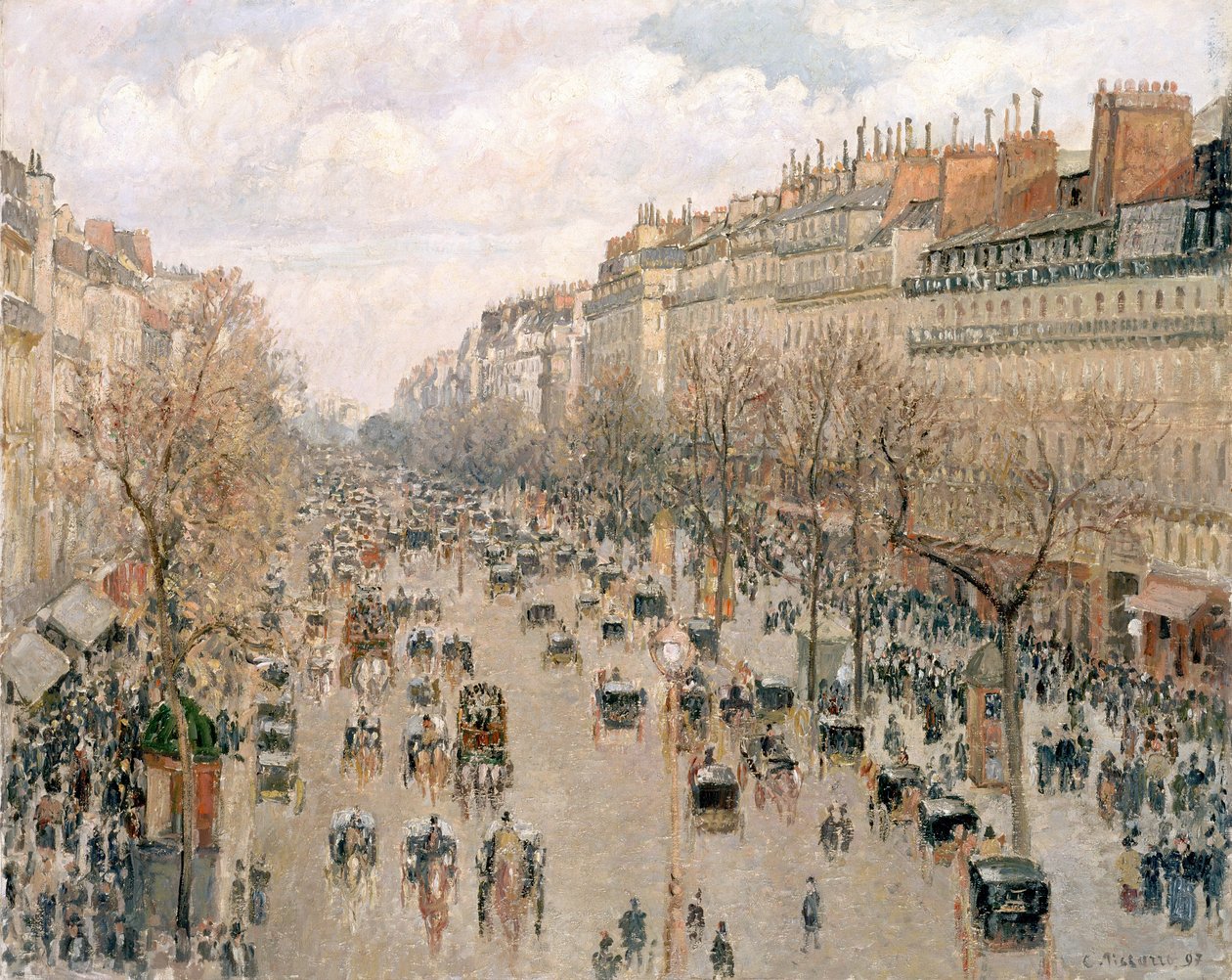 Boulevard Montmartre, eftermiddagssol af Camille Jacob Pissarro