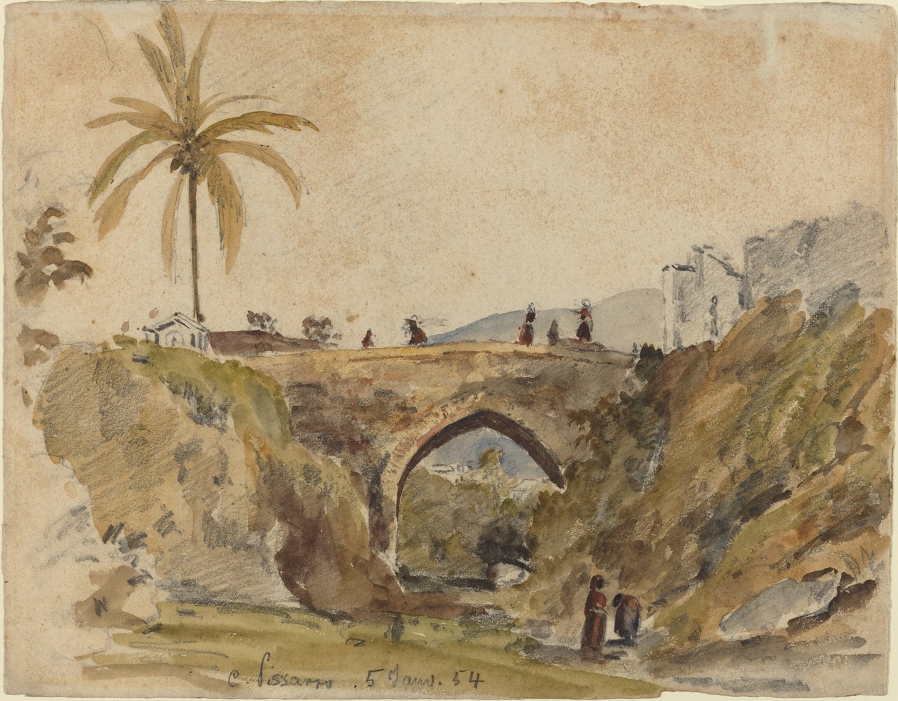 Broen ved Caracas, 1854. af Camille Pissarro