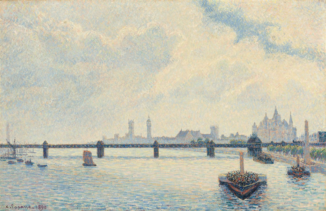 Charing Cross Bridge, London af Camille Pissarro