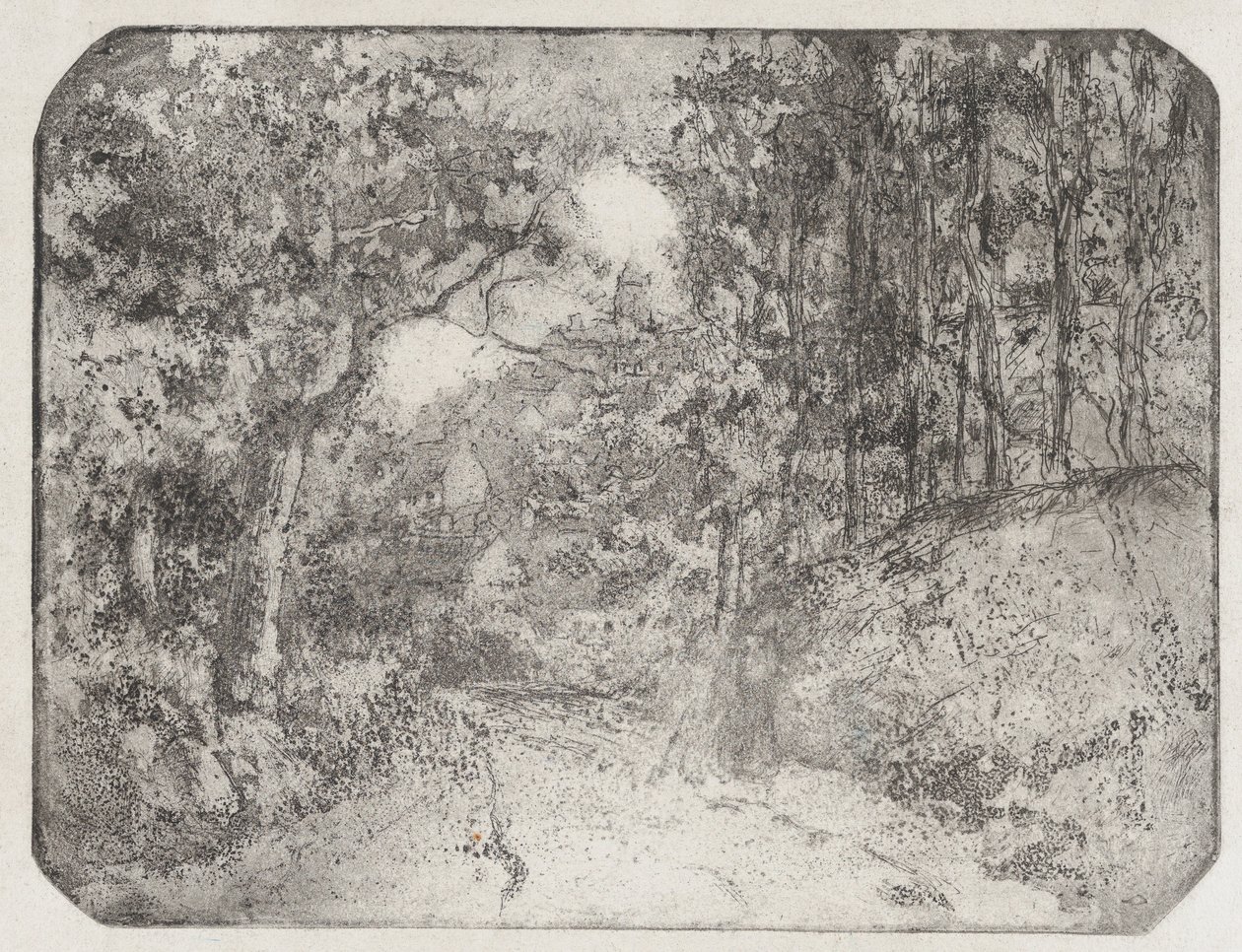 Sti under skoven i Pontoise, 1879. af Camille Pissarro
