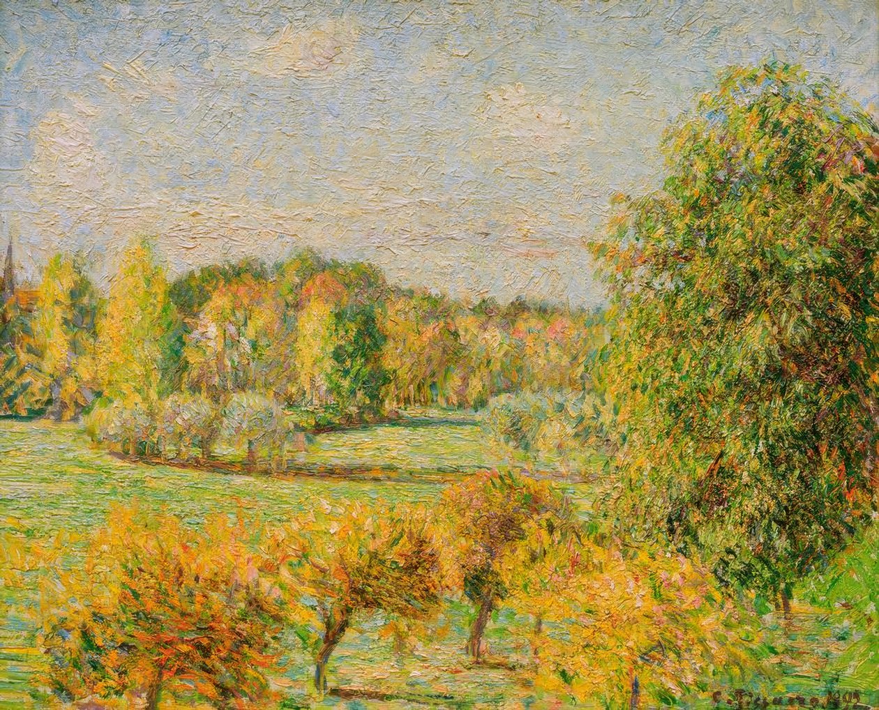 Efterårseffekt, valnød, Eragny af Camille Pissarro