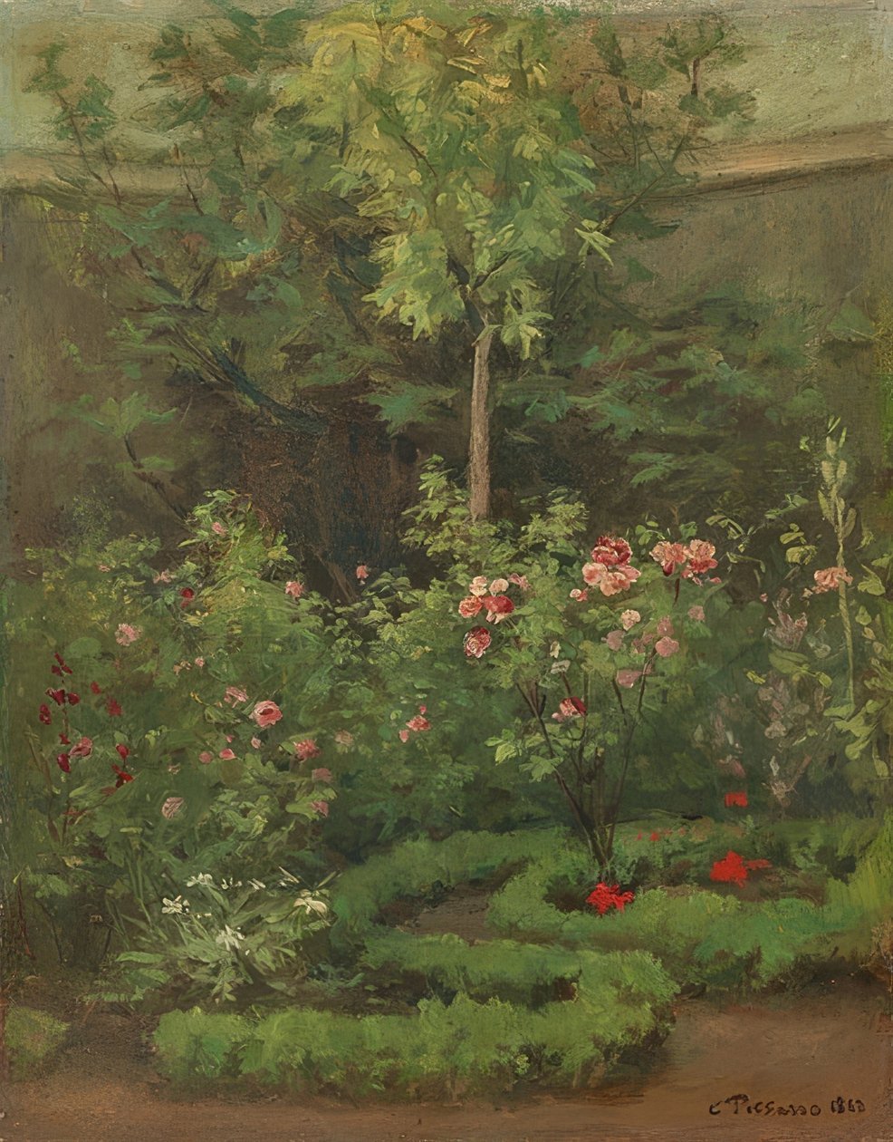 En rosenhave. 1862 af Camille Jacob Pissarro