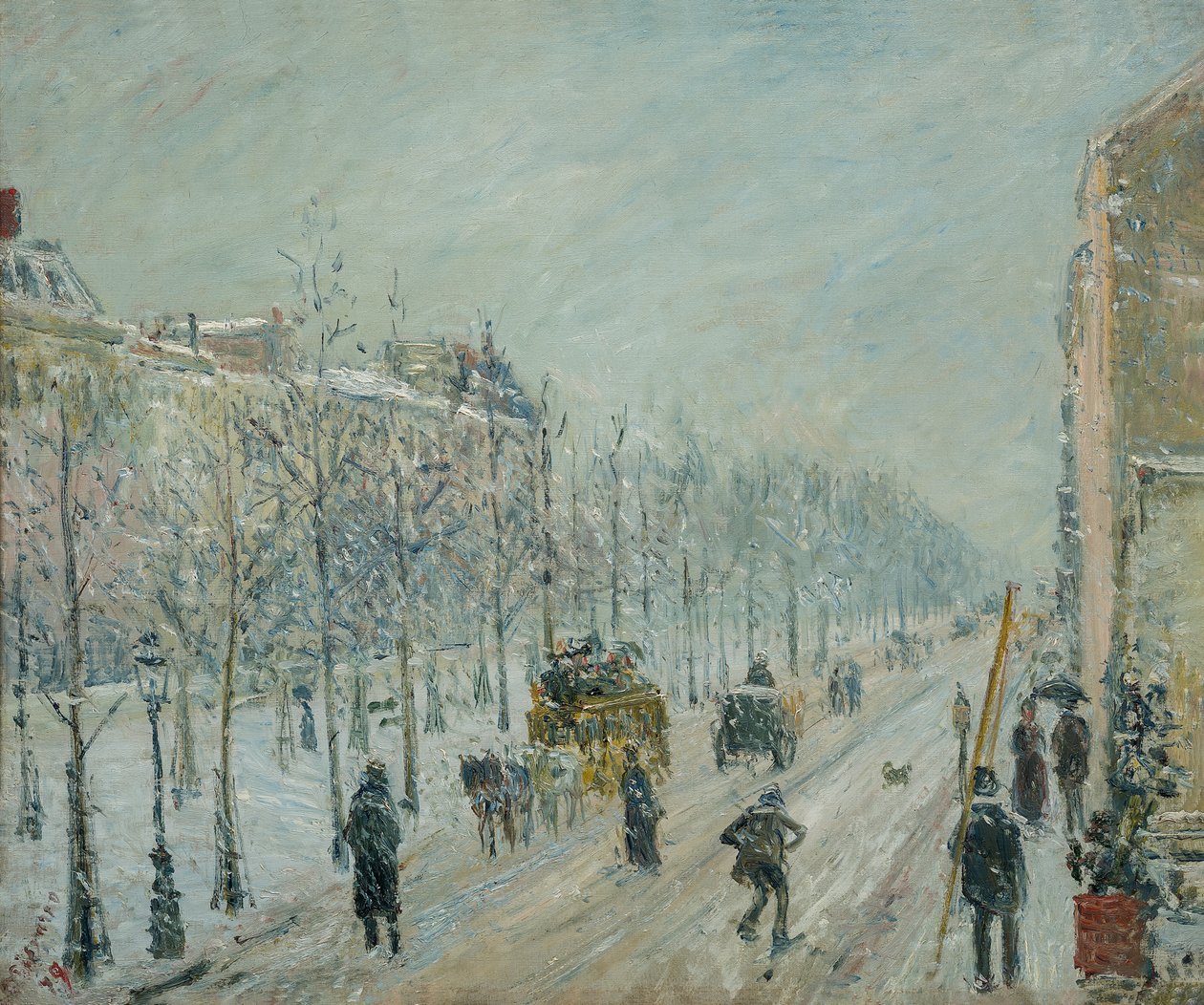 Fransk: Les boulevards extérieurs. Effet de neige
Dansk: De ydre boulevarder i snevejr af Camille Pissarro