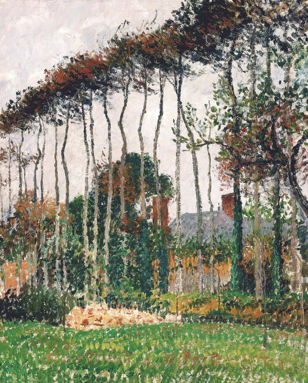 Fransk: Les grands hêtres à Varengeville
Tysk: De store kobberbøge i Varengeville af Camille Pissarro