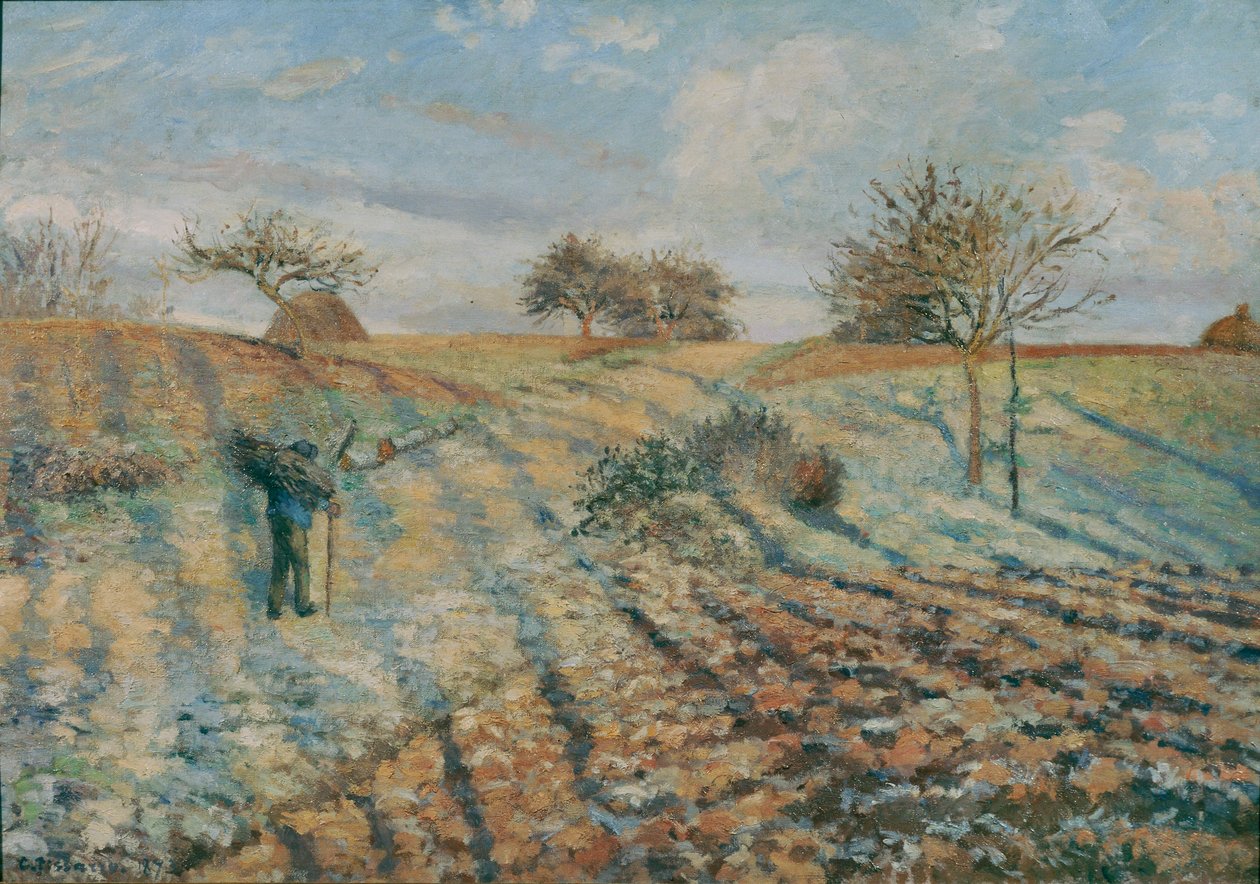 Gelee blanche (rimfrost) ... (olie på lærred) af Camille Pissarro