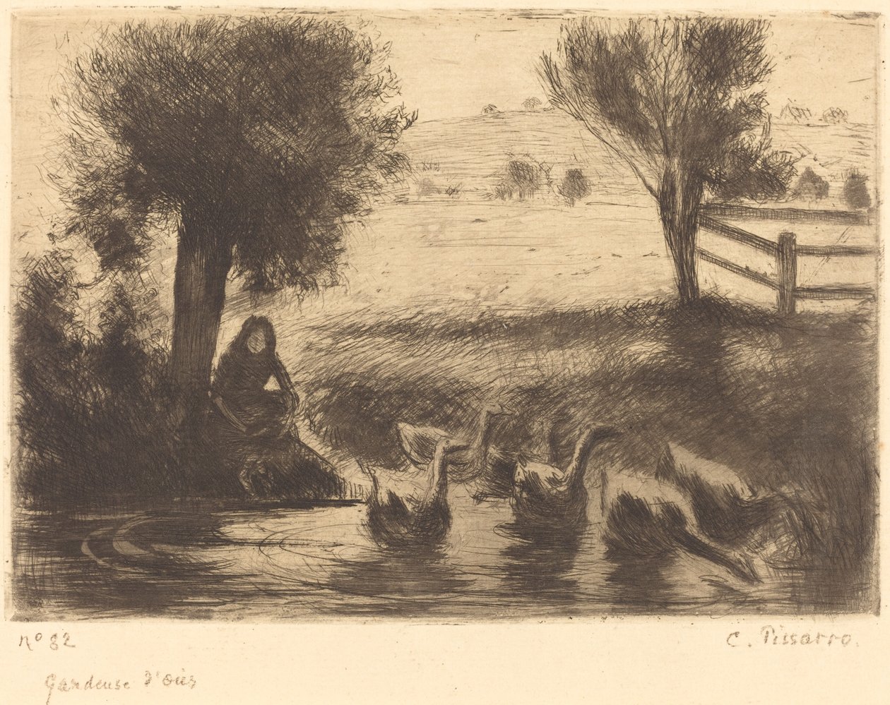 Gåse pige af Camille Pissarro