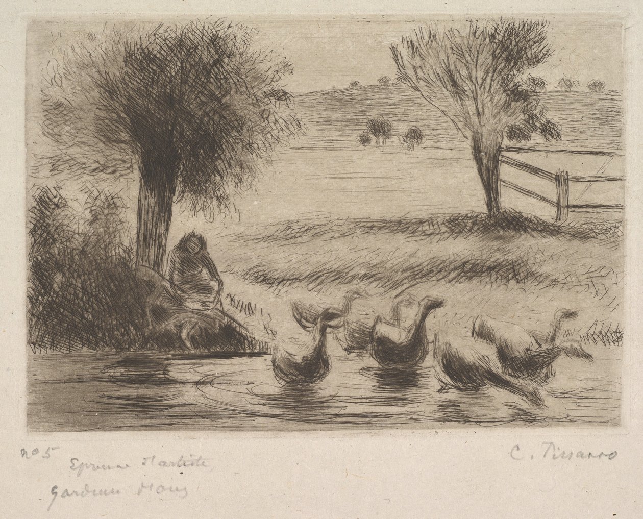 Gåsepige, 1888. af Camille Jacob Pissarro