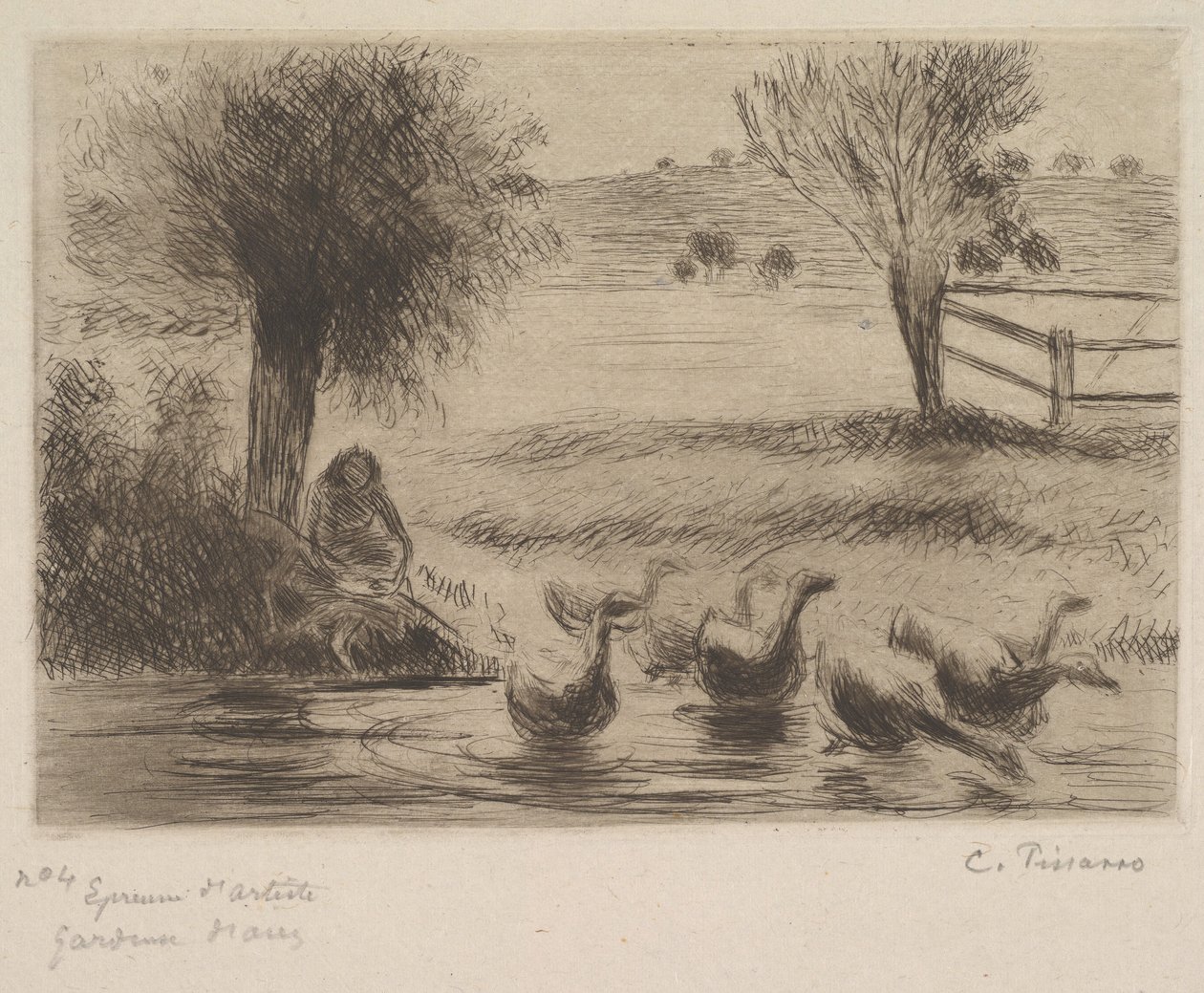 Gåsepige, 1888. af Camille Jacob Pissarro