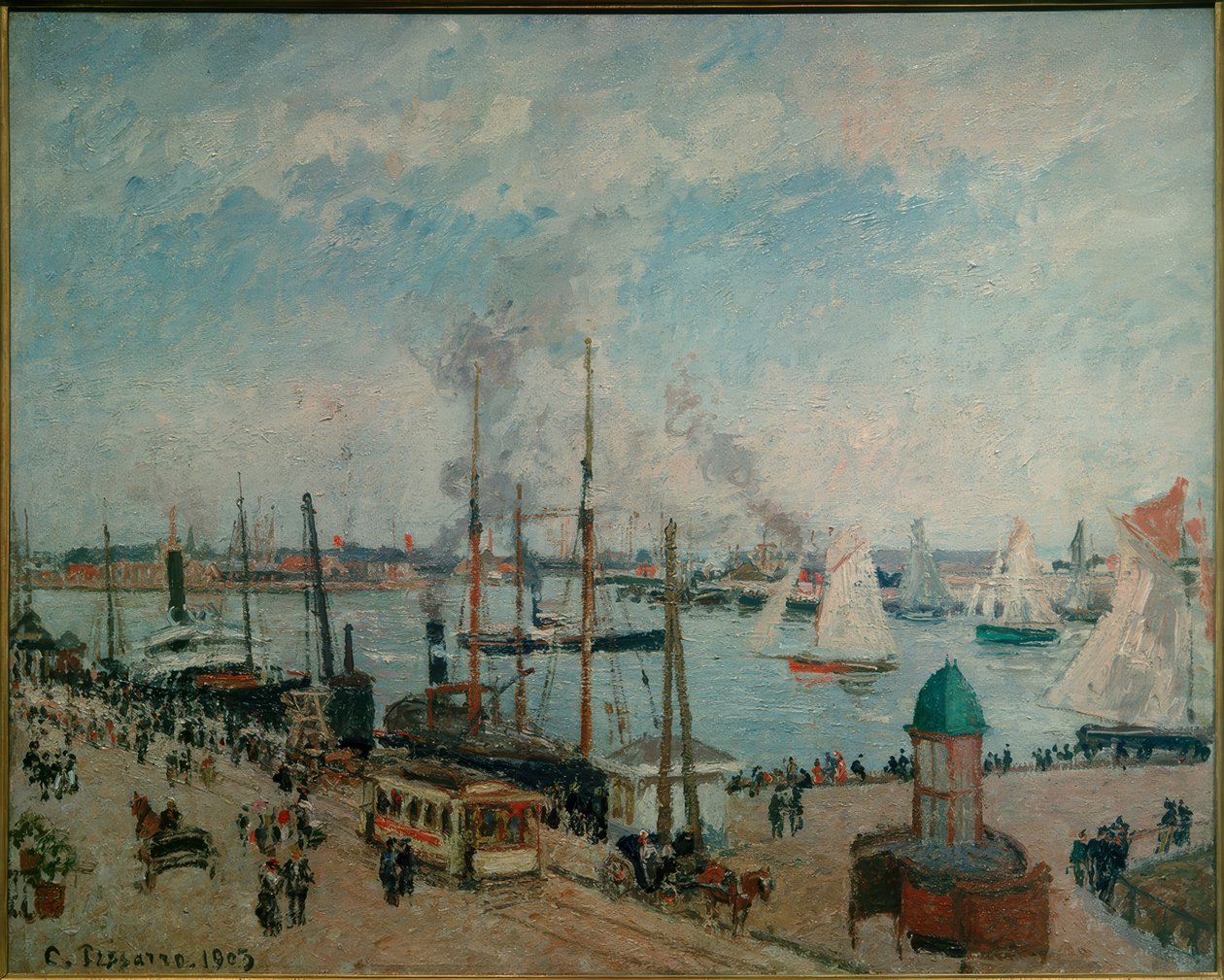 Le Havre havn ved højvande af Camille Jacob Pissarro