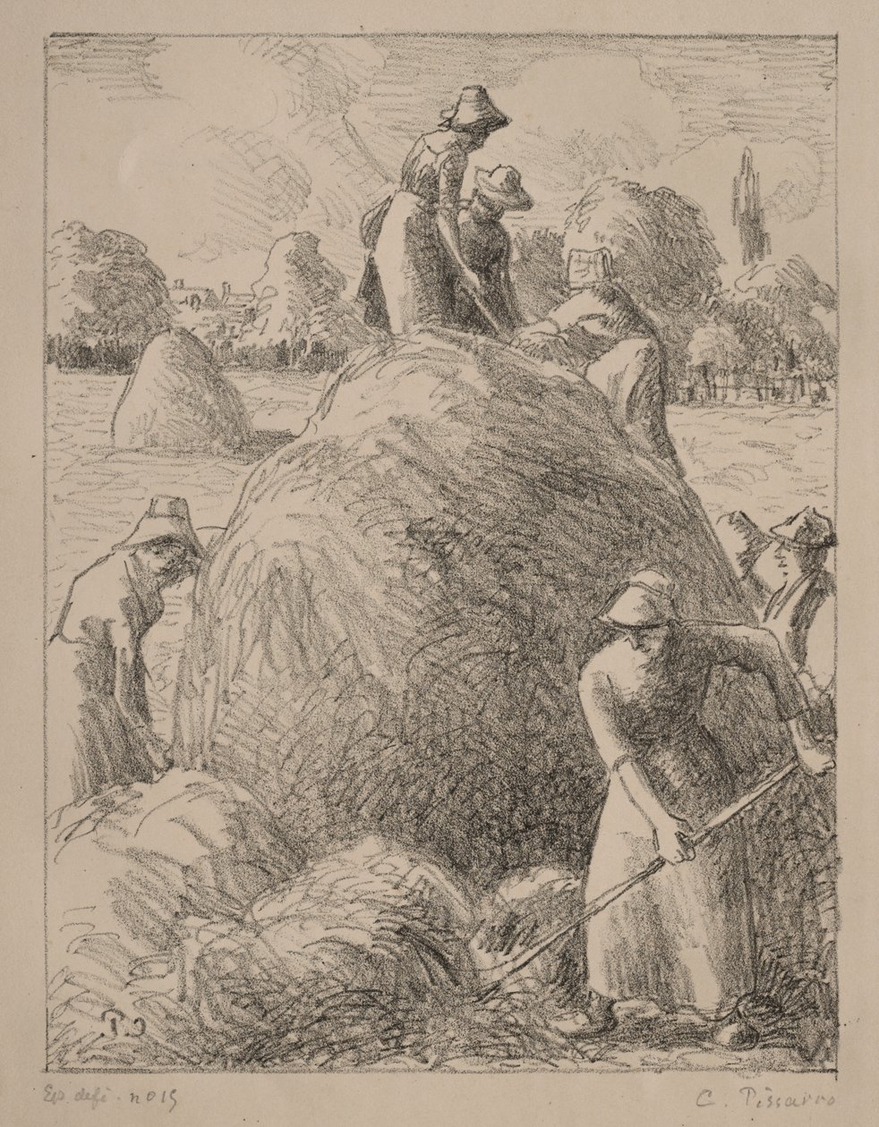 Haymakers of Eragny, ca. 1896 (litografi) af Camille Pissarro