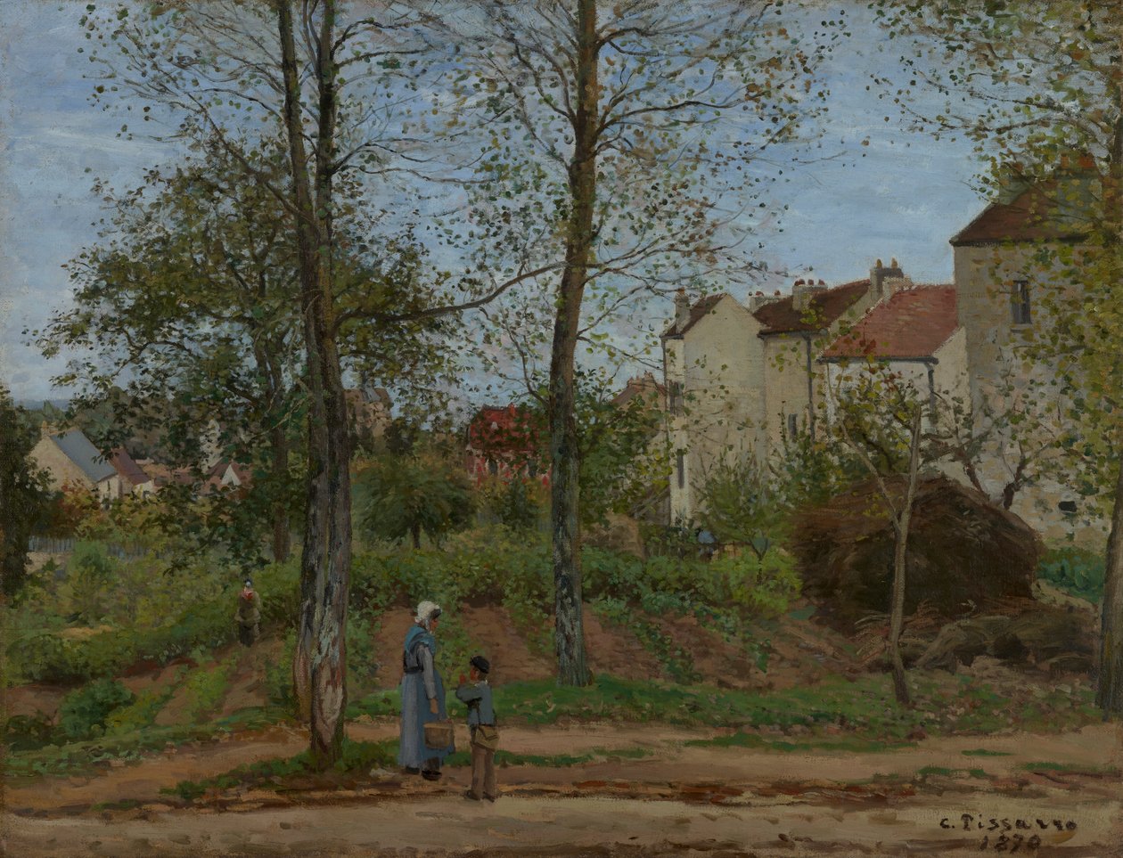 Huse i Bougival af Camille Jacob Pissarro