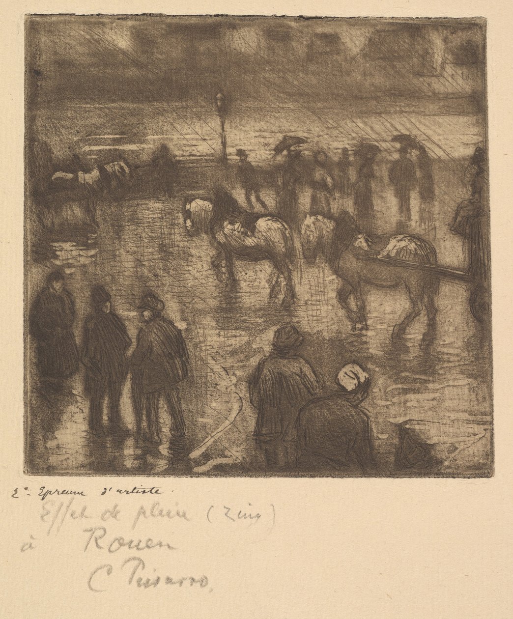 Indtryk af regn, Rouen, 1883. af Camille Jacob Pissarro