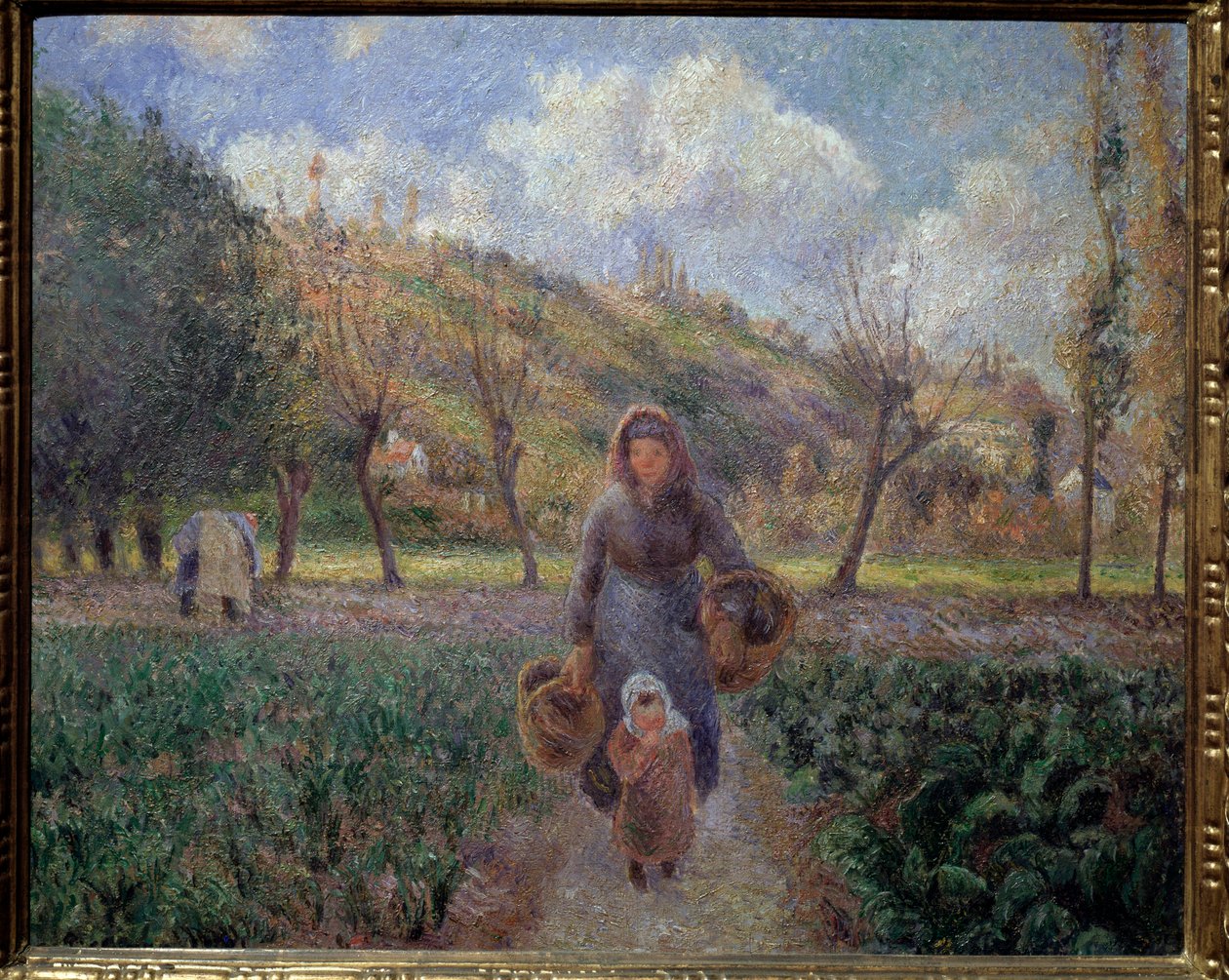 I køkkenhaven Maleri af Camille Pissarro (1830-1903) 1881 Dim 45,5x55 cm Prags Nationalgalleri af Camille Jacob Pissarro