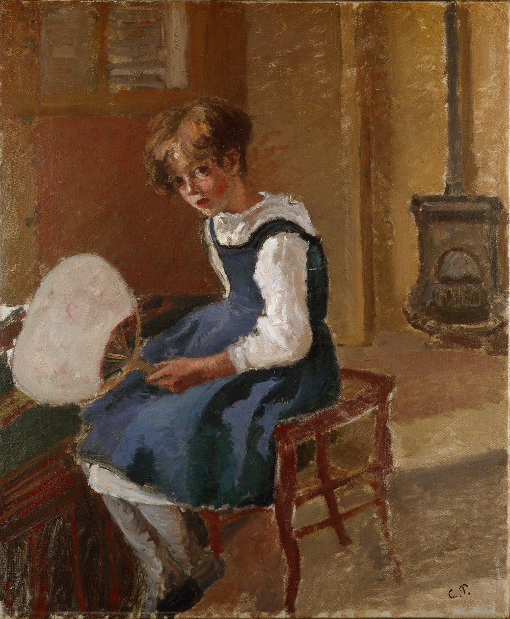 Jeanne holder en vifte, c1873 af Camille Pissarro