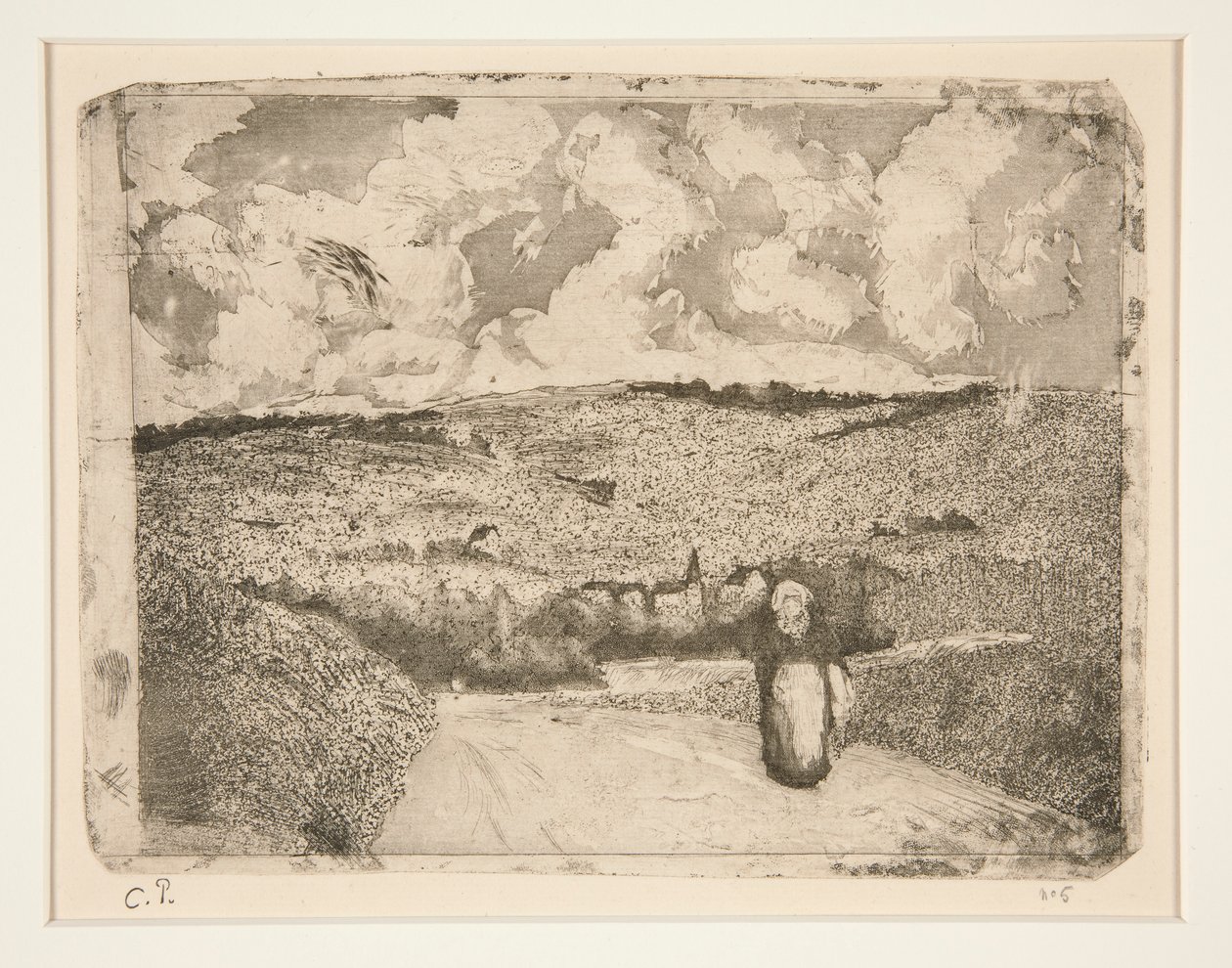 La Femme sur la route (Kvinden på vejen) af Camille Pissarro