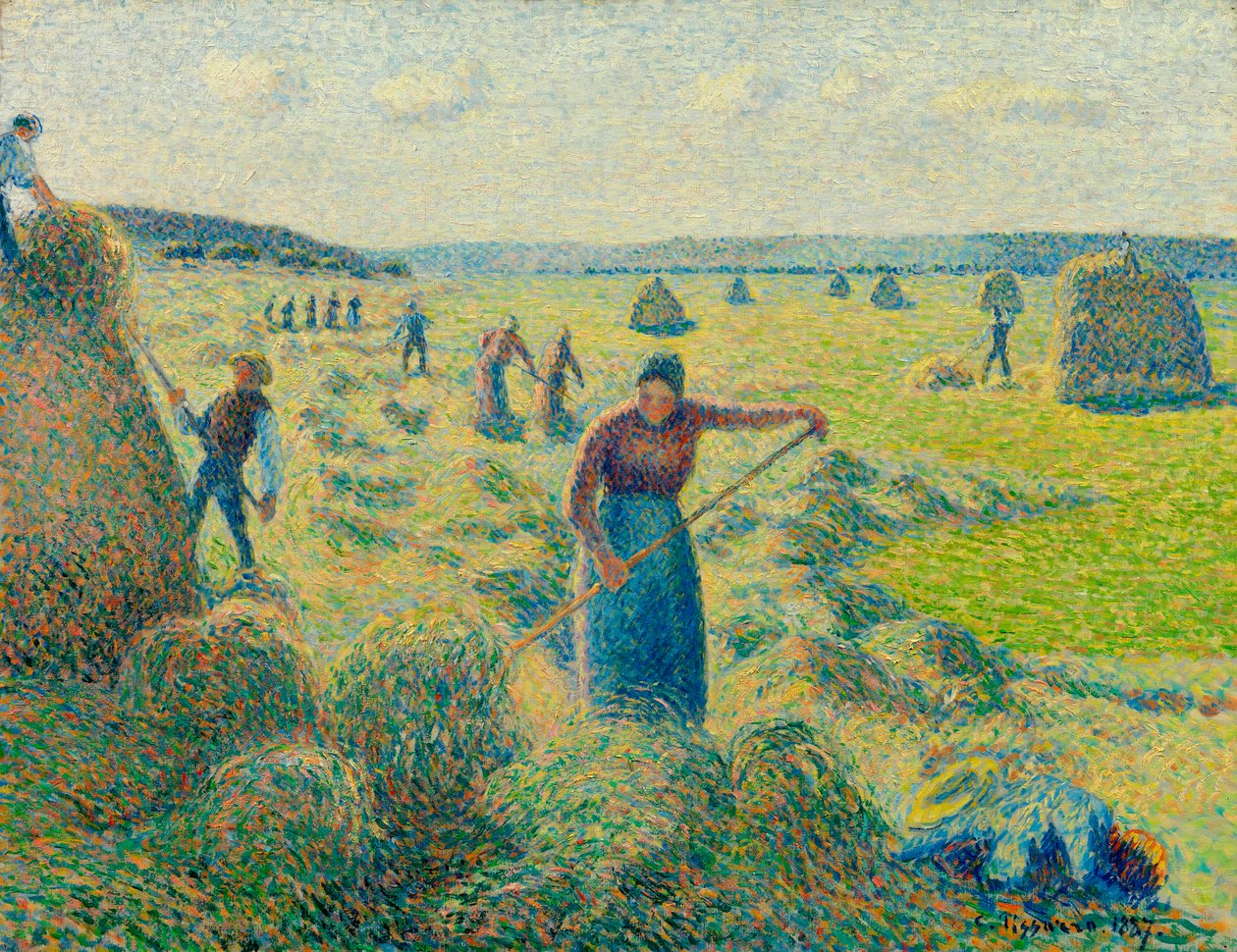 Høproduktion, Eragny (Frankrig) (Høhøstning, Eragny) - Maleri af Camille Pissaro (1830-1903), olie på lærred af Camille Pissarro