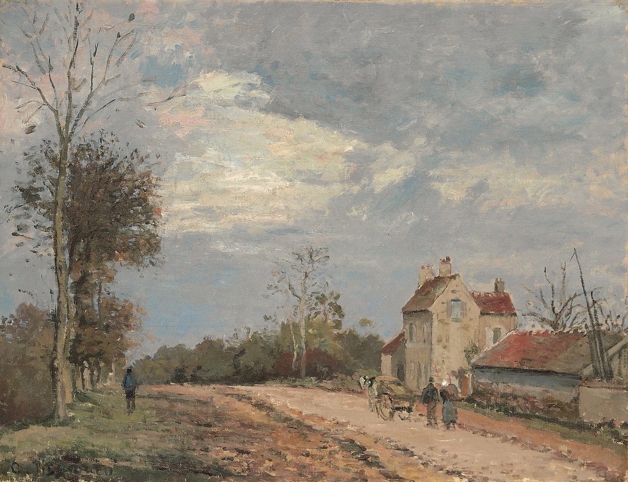 Monsieur Musys hus, route de Marly, Louveciennes, ca. 1872 (olie på lærred) af Camille Pissarro