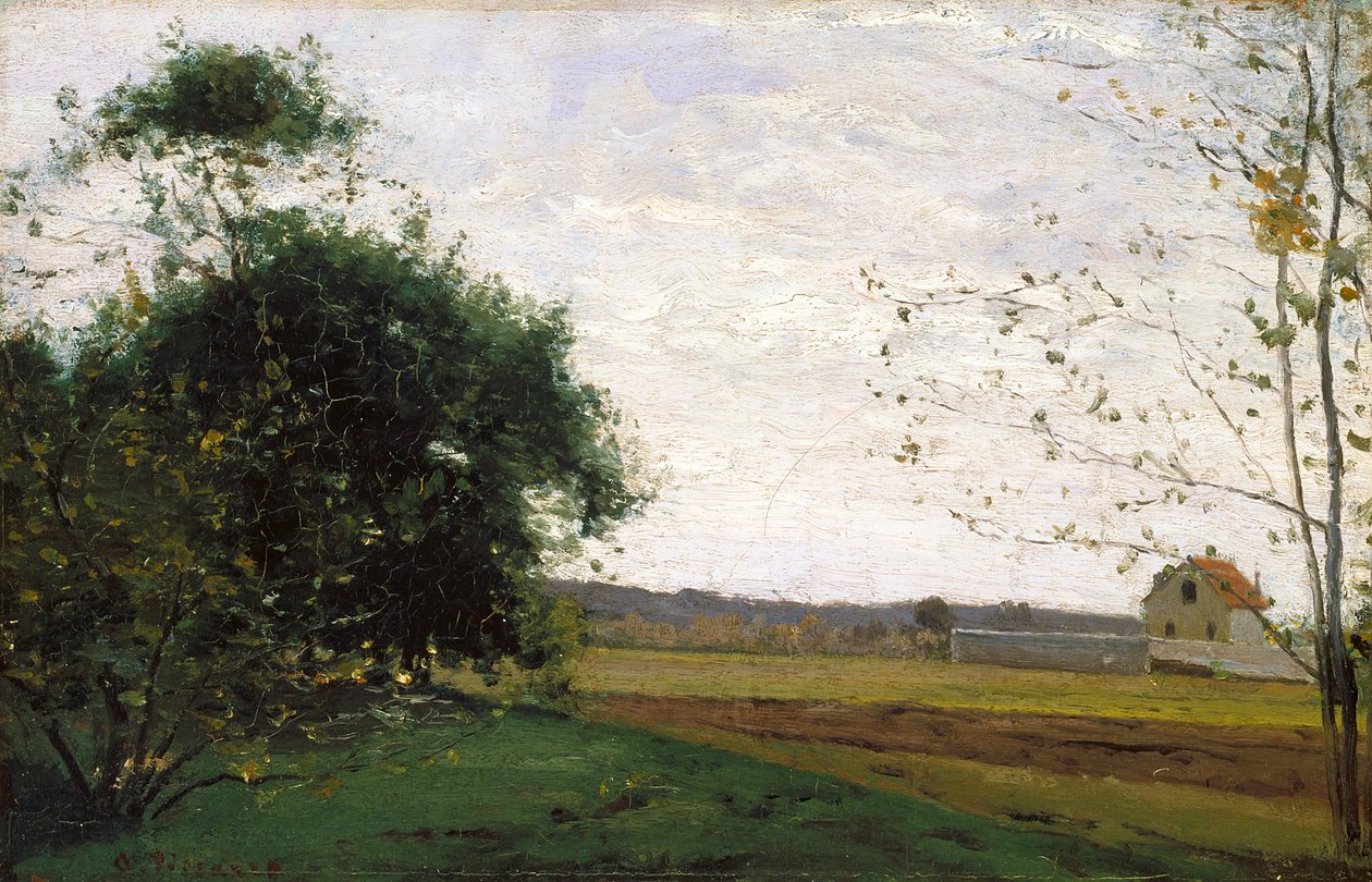 Landskab (olie på lærred) af Camille Pissarro