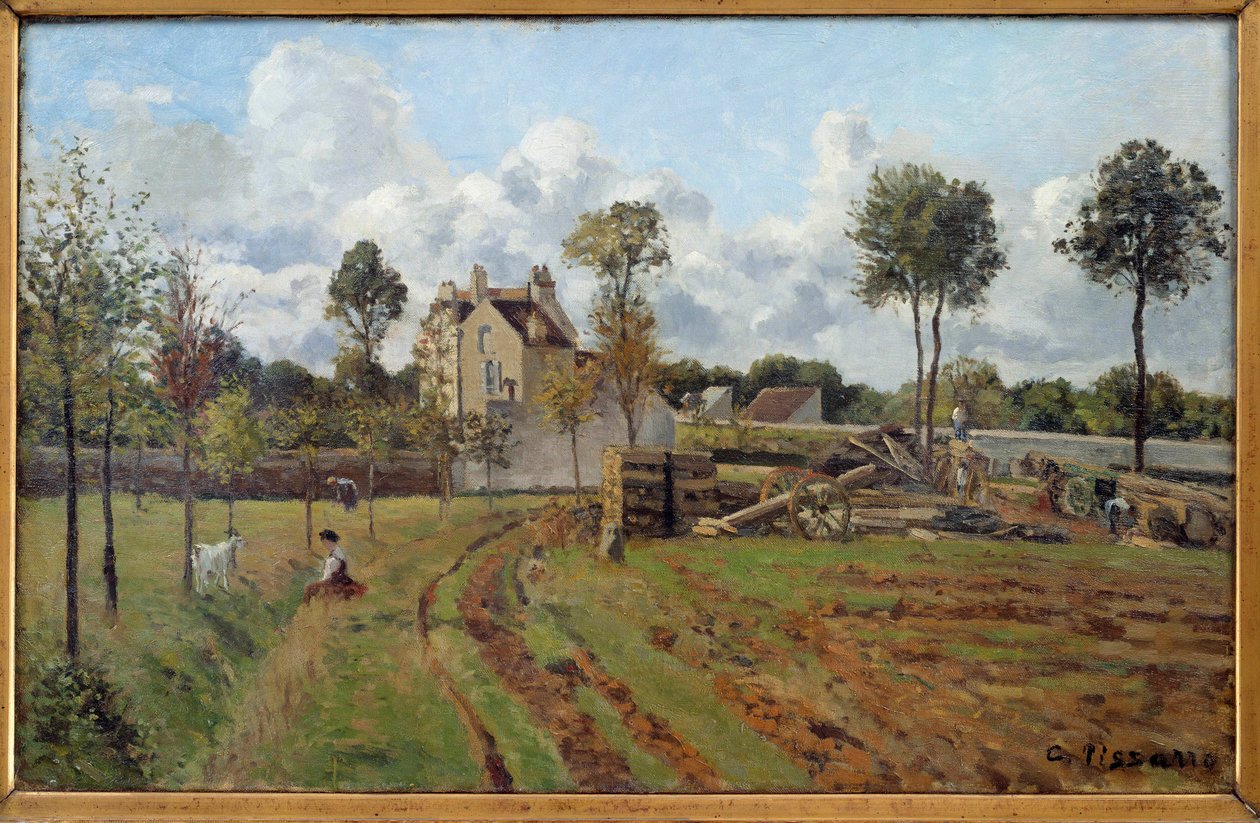 Landskab. Udsigt over Louveciennes. Maleri af Camille Pissarro (1830-1903) 1872 søn. 0,51x0,81 m Paris, musee d