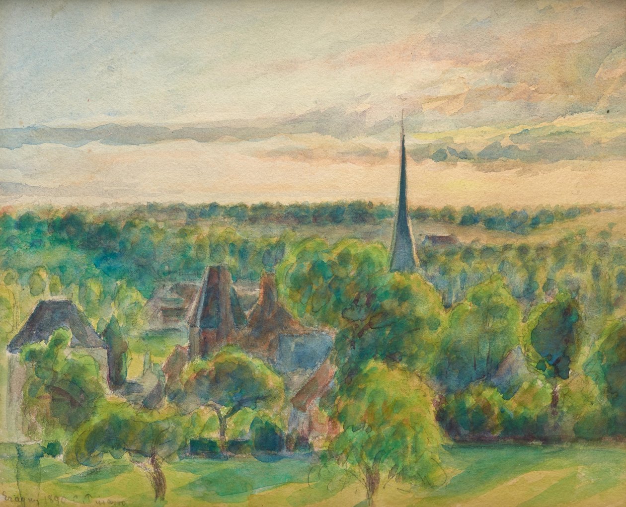 Landskab ved Éragny af Camille Jacob Pissarro
