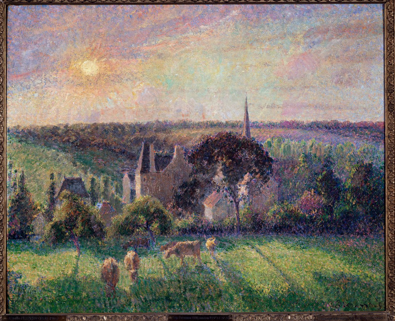 Landskab i Eragny, kirke og gård Maleri af Camille Pissarro (1830-1903) 1895 søn. 0,6x0,73 m Paris, musee d