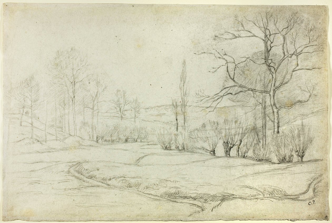 Landskab i Montfoucault af Camille Pissarro