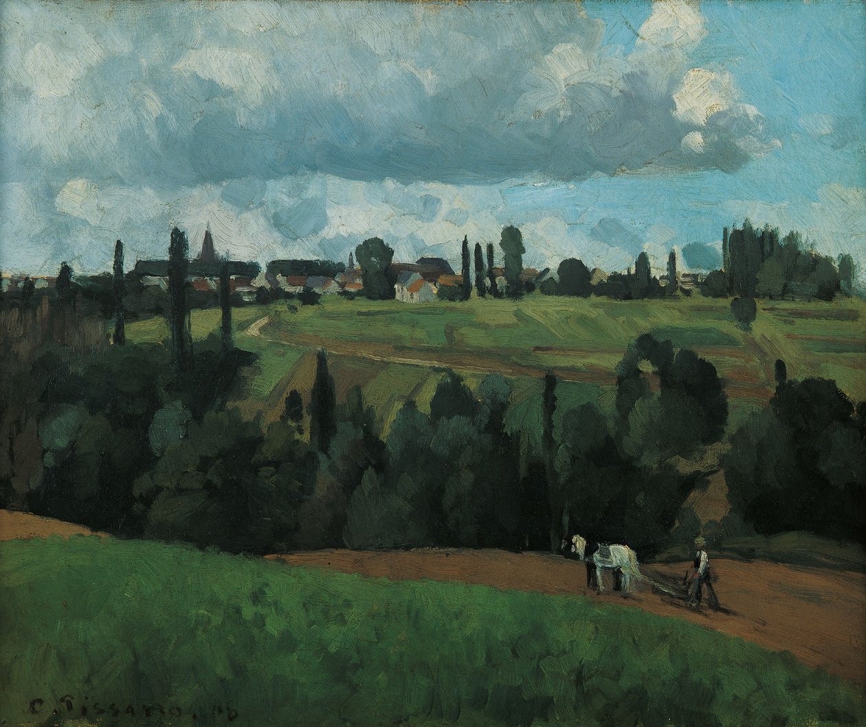 Landskab nær Ennery, nær Pontoise af Camille Pissarro