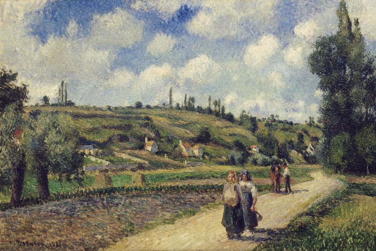 Landskab nær Pontoise, Auvers Road, 1881 af Camille Jacob Pissarro