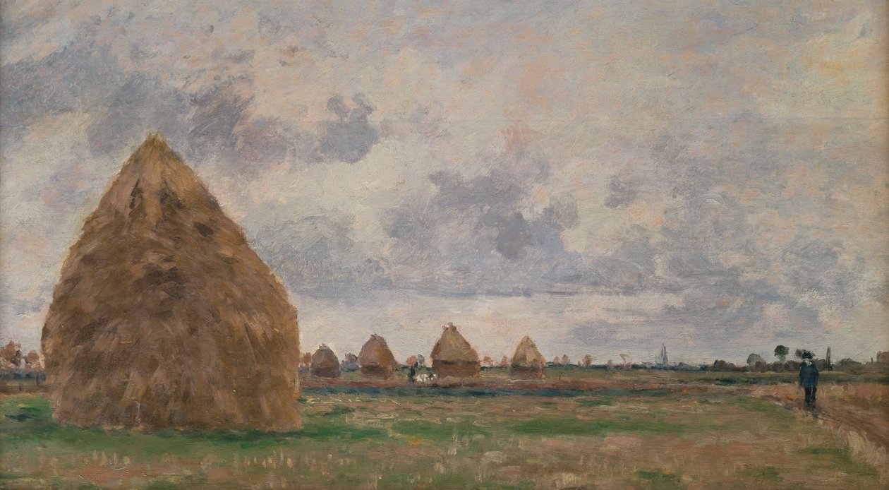 Landskab med høstakke af Camille Pissarro