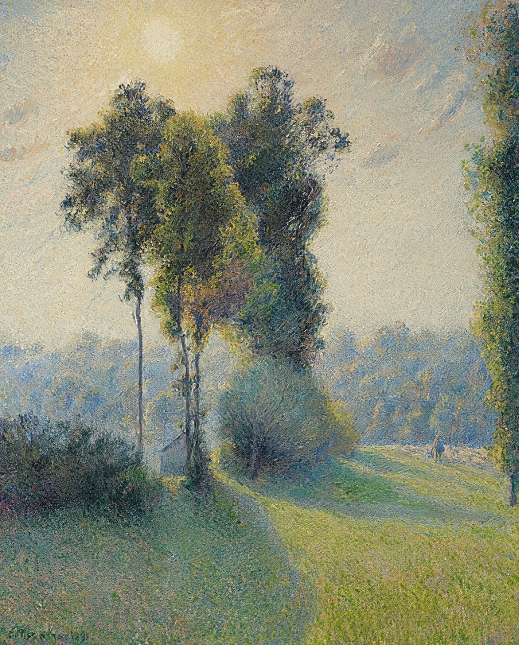 Landskab ved Saint-Charles, nær Gisors ved solnedgang. 1891 af Camille Jacob Pissarro