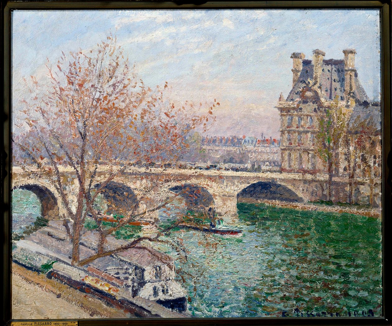 Pont Royal og Pavillon de Flore-maleriet af Camille Pissarro (1830-1903) 1903 Søn. 0,54x0,65 m Paris, Petro Palais Museum af Camille Jacob Pissarro