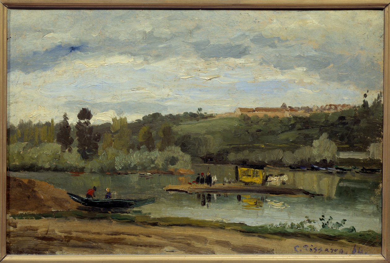 Færgen ved Varenne Saint Hilaire (Saint-Hilaire) Maleri af Camille Pissarro (1830-1903) 1864 Dim 0,27x0,41 m Paris, musee d
