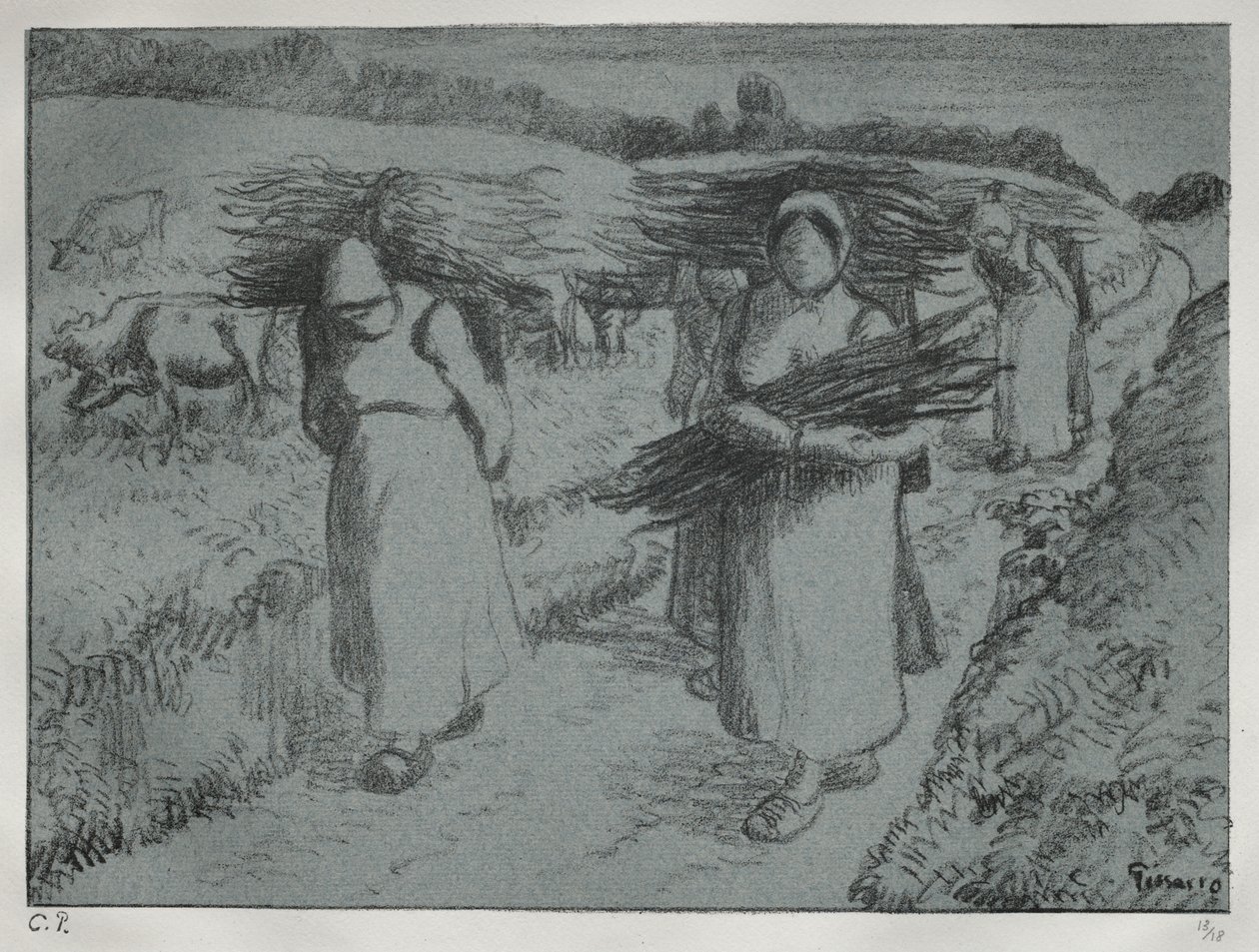 Bønder, der bærer Fagots af Camille Pissarro